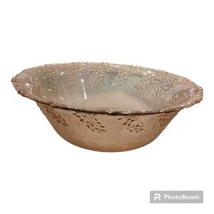 Vintage 50s Mid Century Modern Pink Glass Serving Bowl